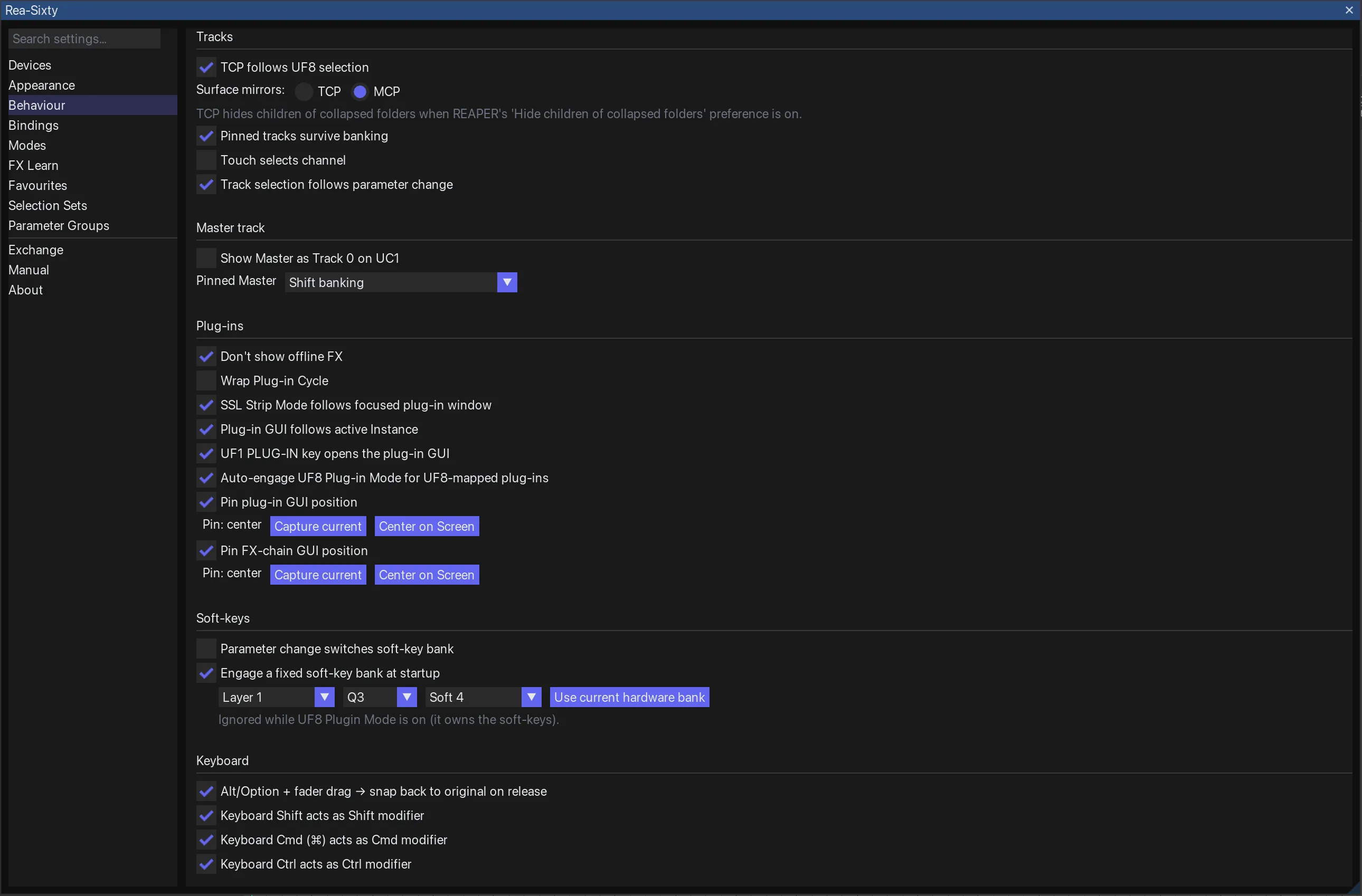 Behaviour pane