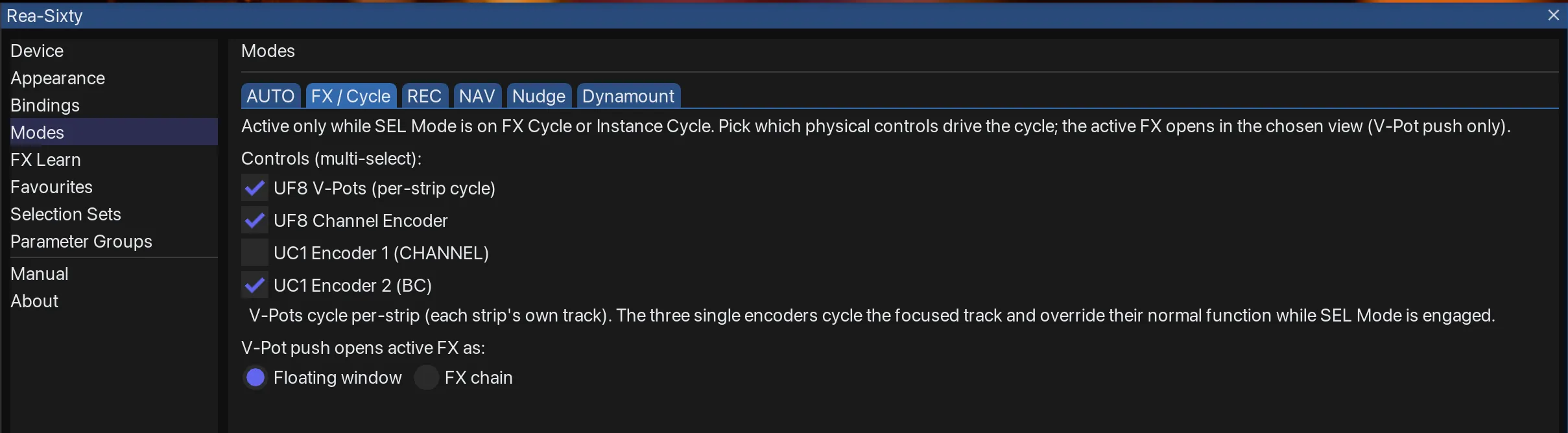 Modes → FX / Cycle