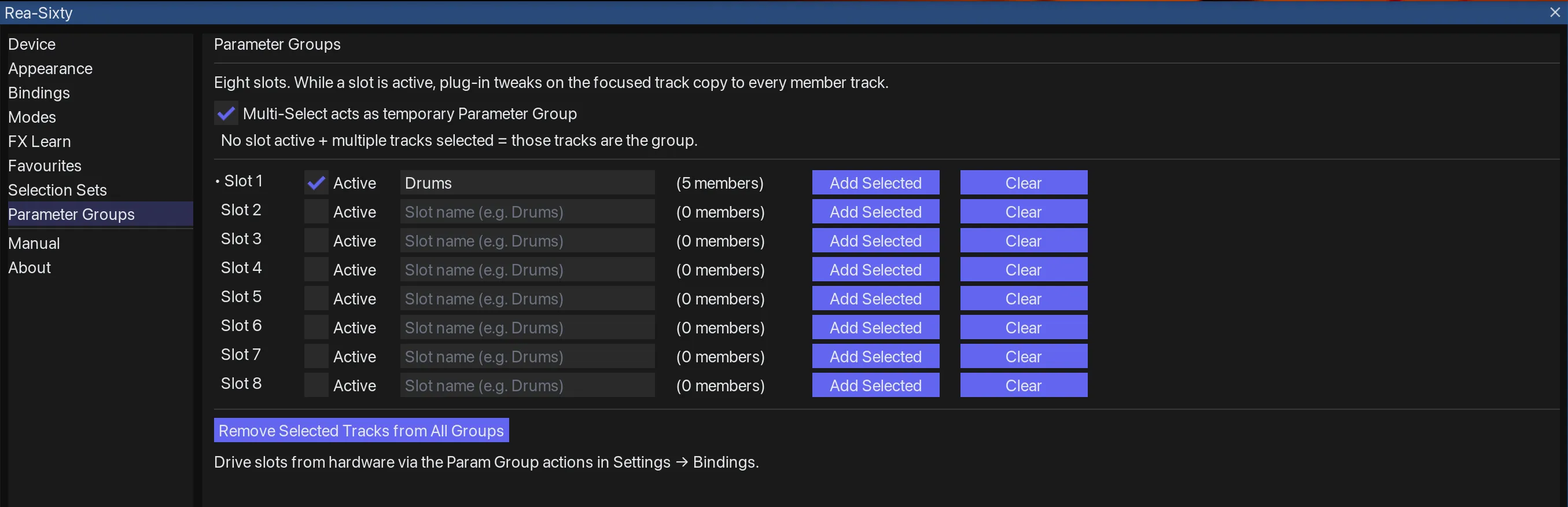 Parameter Groups pane